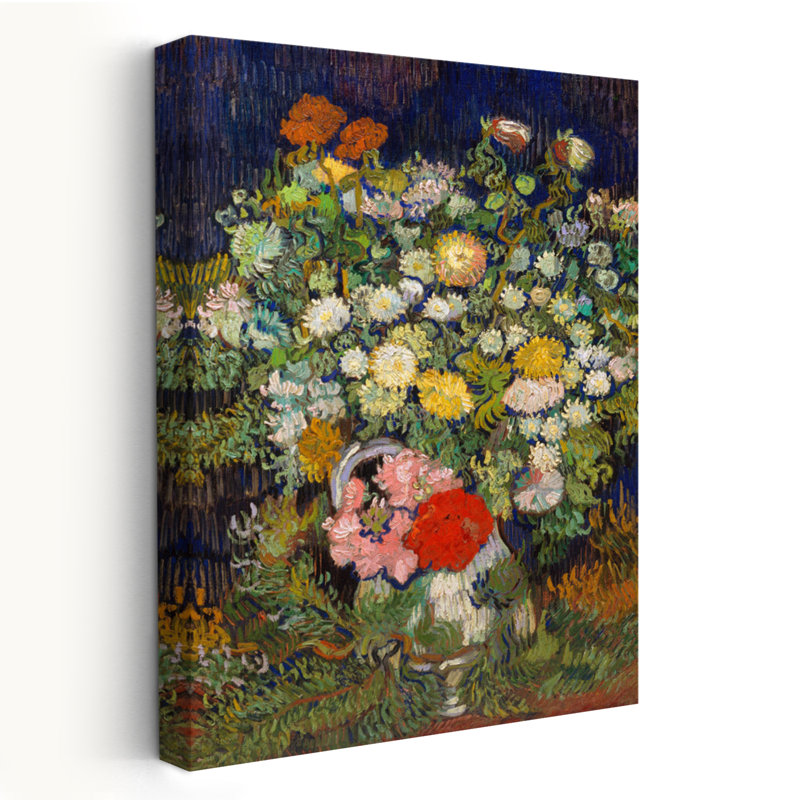 Bouquet de fleurs dans un vase, 1890 - Art floral post-impressionniste, H 36 po x l 24 po