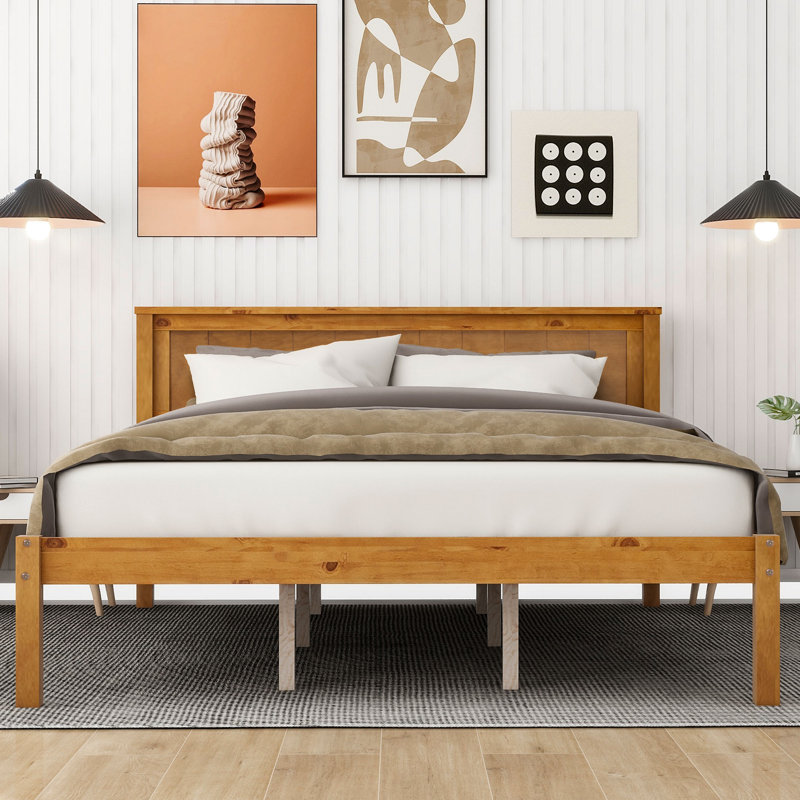 Lit plateforme en bois massif Shauna, Espresso, Grand