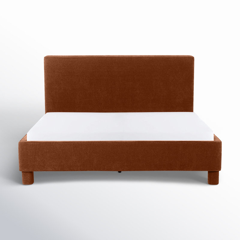 Ichigo Upholstered Platform Bed, Deep Orange Tweed, King