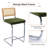 Upholstered 26" Velvet Counter Stool With Rattan Cane Back And Metal Frame-1085659972