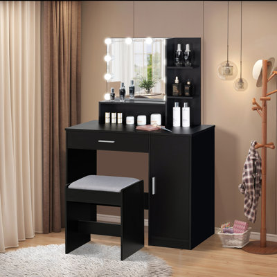 Ensemble coiffeuse avec tabouret et miroir Dasher