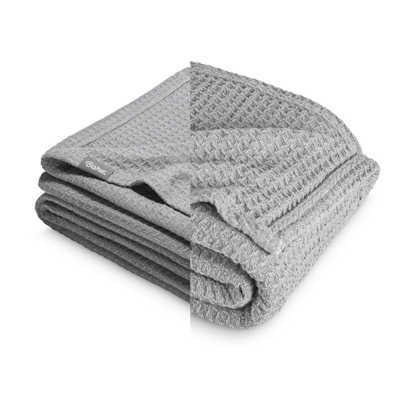 Cotton Waffle Blanket, Throw, Light Gray