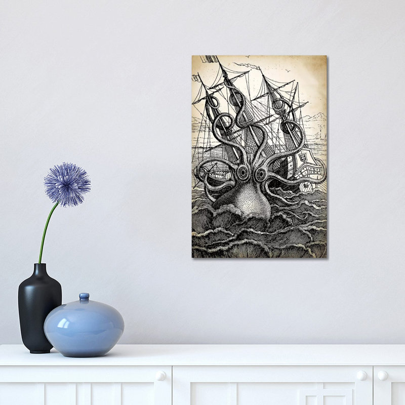 Kraken - Print on Canvas, No Framed, 101.6 cm H x 66.04 cm W x 1.91 cm D