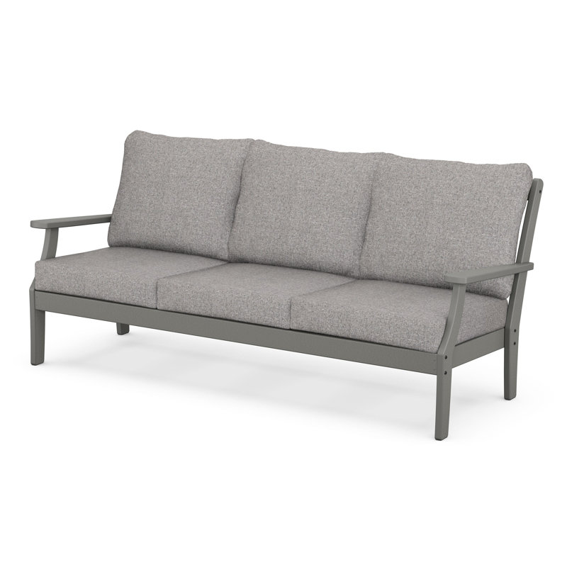 Braxton Deep Seating Sofa, Mahogany, Dune Burlap