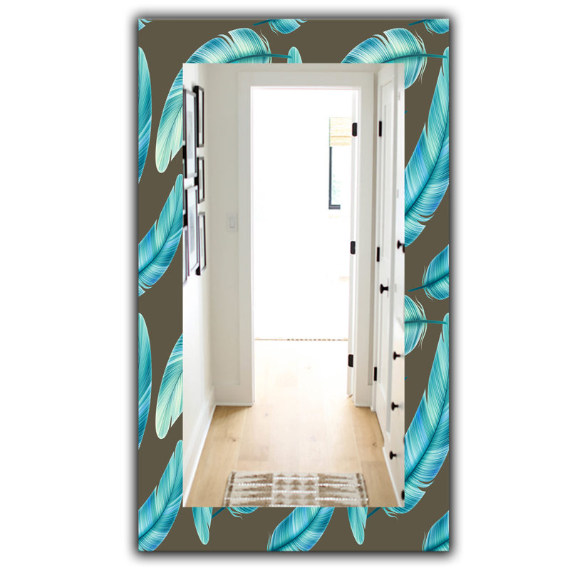 Miroir mural traditionnel à plumes 27 mid-century, H 39,4 po x l 29,5 po