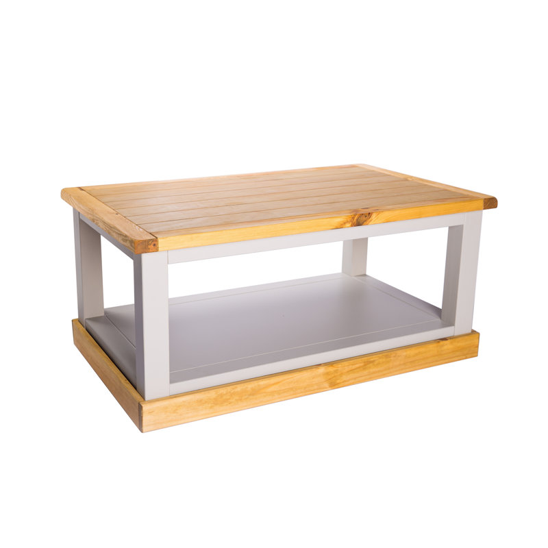 Harden Frame Coffee Table with Storage, Light Grey/Pine Top
