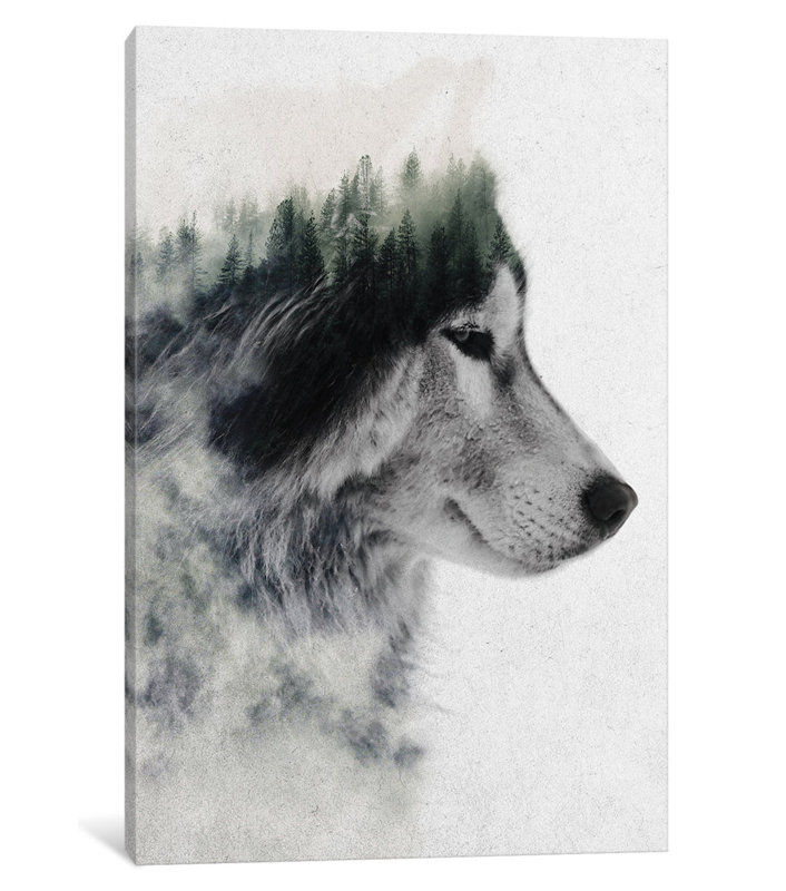 «Wolf Stare» par Andreas Lie - Estampe numérique sur toile tendue avec châssis, H 40 po x l 26 po x P 1,5 po