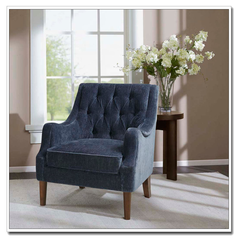 Button Tufted Accent Chair, Navy
