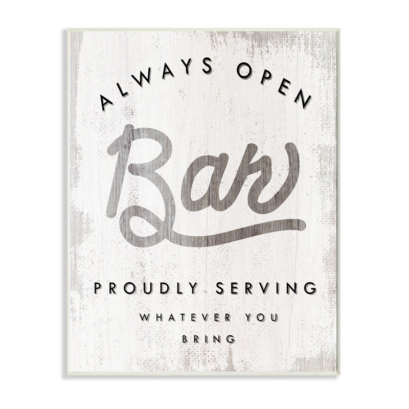 "Always Open" parOB Bar, H 15 po x l 10 po, Plaque murale