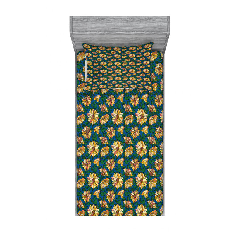 Drap-housse en microfibre Ambesonne, Drap-housse pour lit simple avec une taie d'oreill