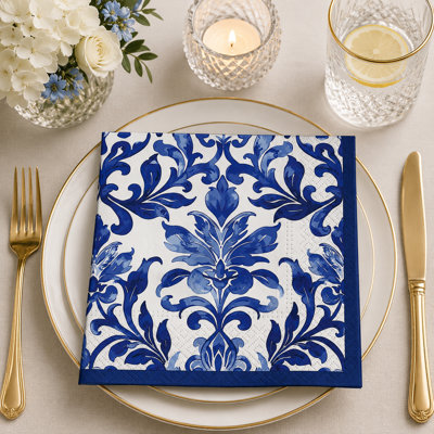 Ensemble de 20 serviettes de table en tissage indigo