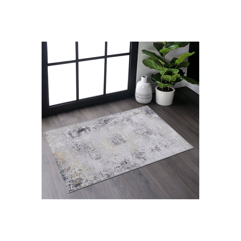 Gold Washable Rug 2' X 3' Doormat Rug (2' X 3'), Gray, Rectangle 2' x 3'