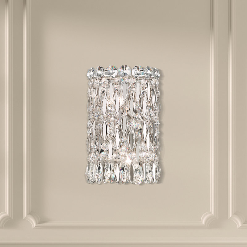 Sarella 2 Light 11in Wall Sconce in White with Clear Radiance Crystals, Polished Stainless Steel, Chinese (K9)