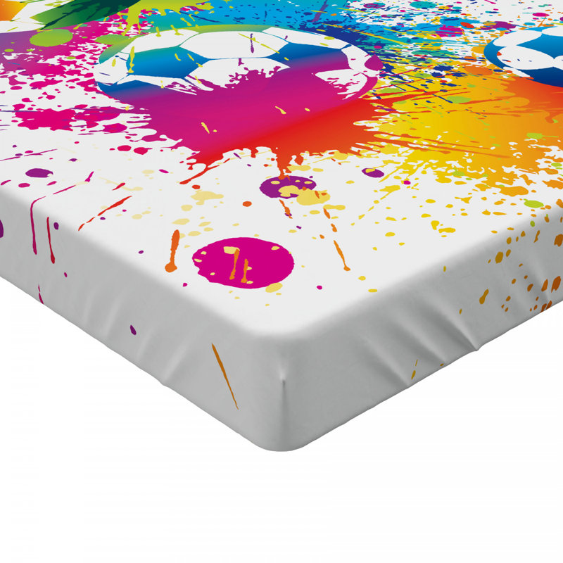 Ball with Colourful Splashes Microfibre Jersey Knit Fitted Sheet, European Double (140 x 200cm)