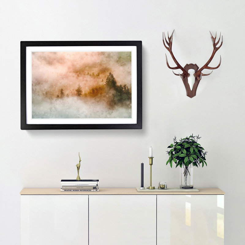 Misty Forest - Picture Frame Painting Print, 33cm H x 45cm W x 2cm D, Black Framed