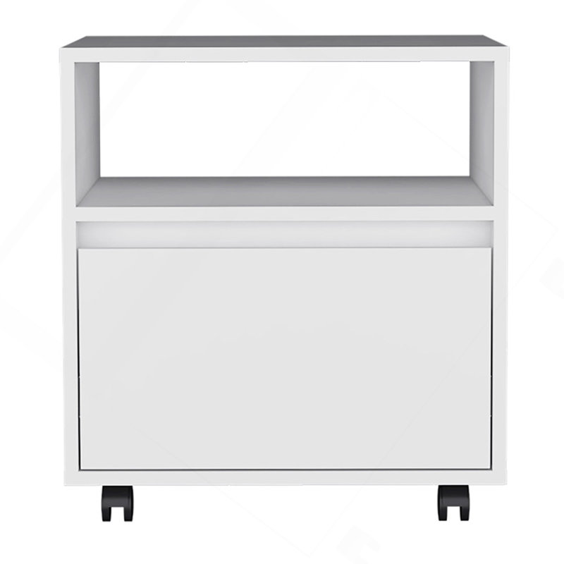 Nightstand Munyochi, One Drawer, White Finish, White