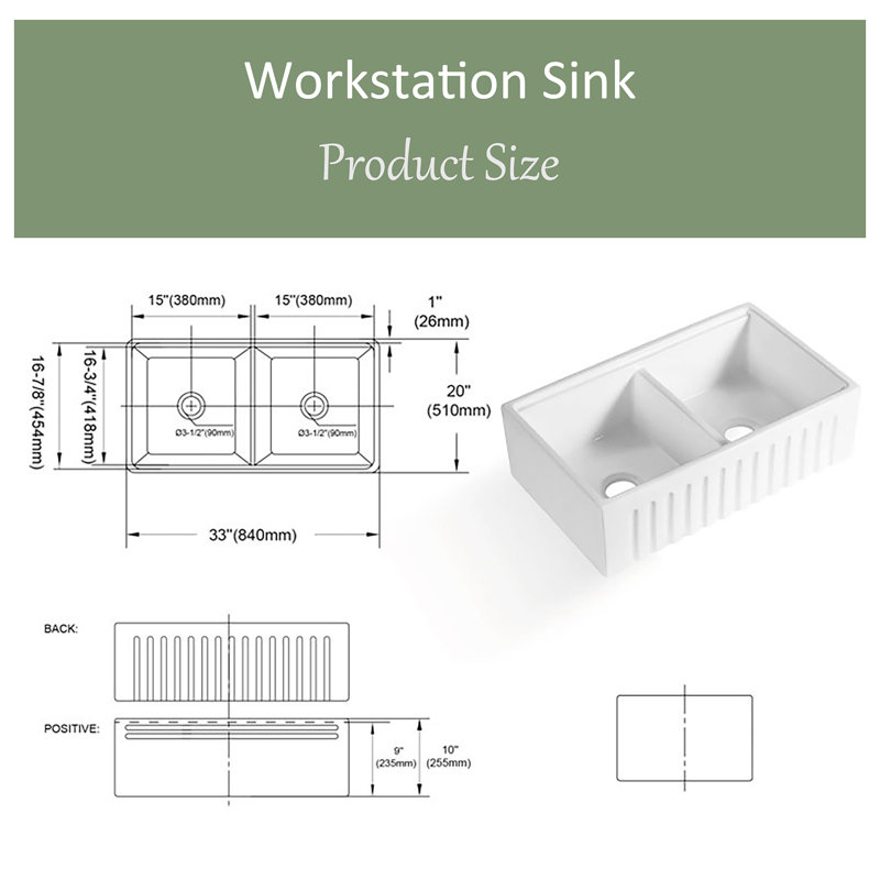 Ivy Bronx Abbi-Leigh 510mm W Double Bowl Ceramic Kitchen Sink