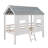 Couto Twin Size Low Loft House Bed with Roof and Two Front Windows , White