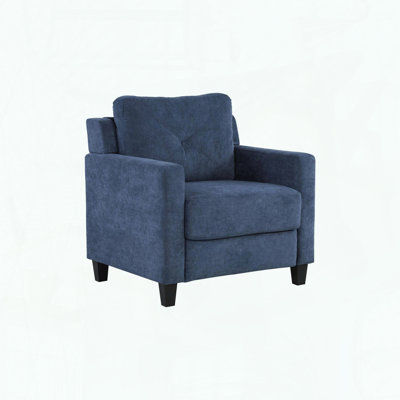 Navy Chenille Chair with Pocket Coil Seat