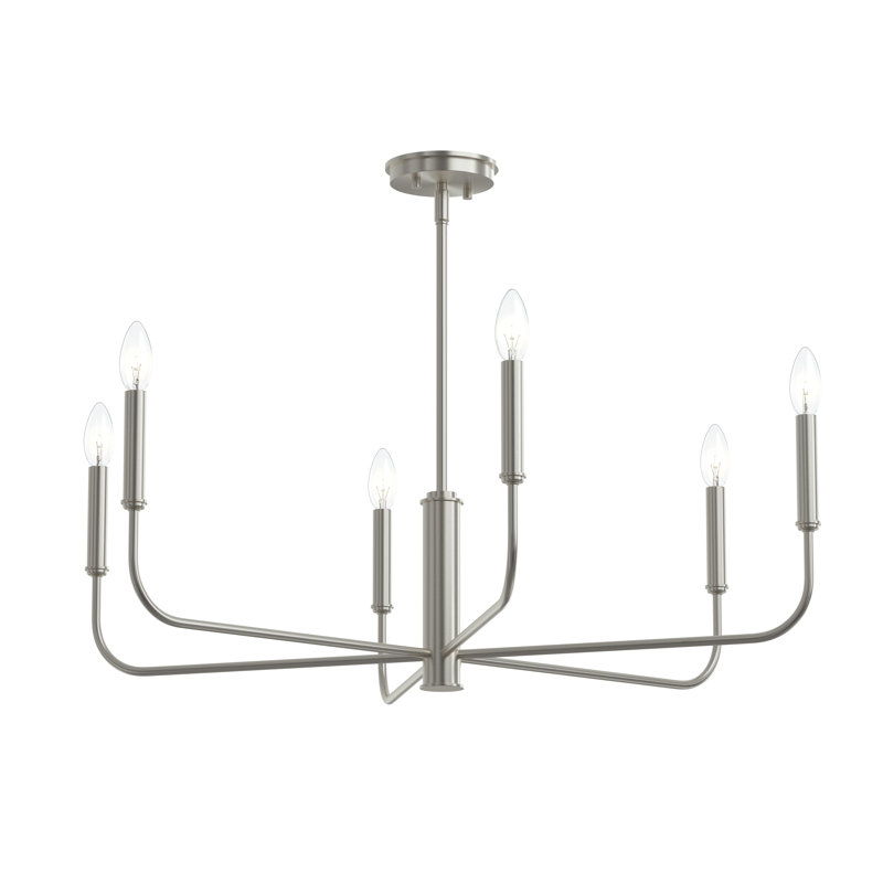 Reines 6-Light Brushed Nickel Large Chandelier, Brushed Nickel, 6