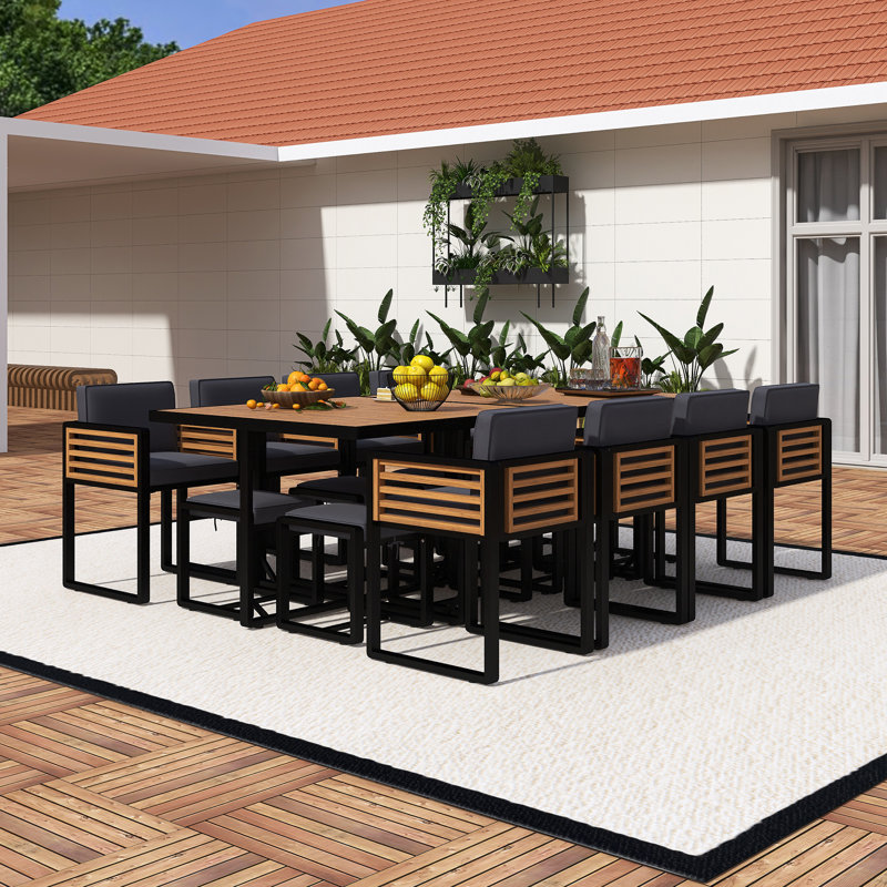 18-Pieces Acacia Wood Patio Dining Set