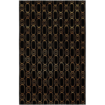 Contemporary Vincente Area Rug Black and Gold Color