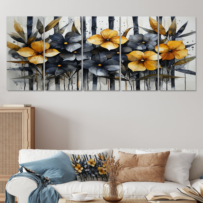 Windermere - Art mural en bambou - Art mural traditionnel pour le salon, H 28 po x l 60 po, 5