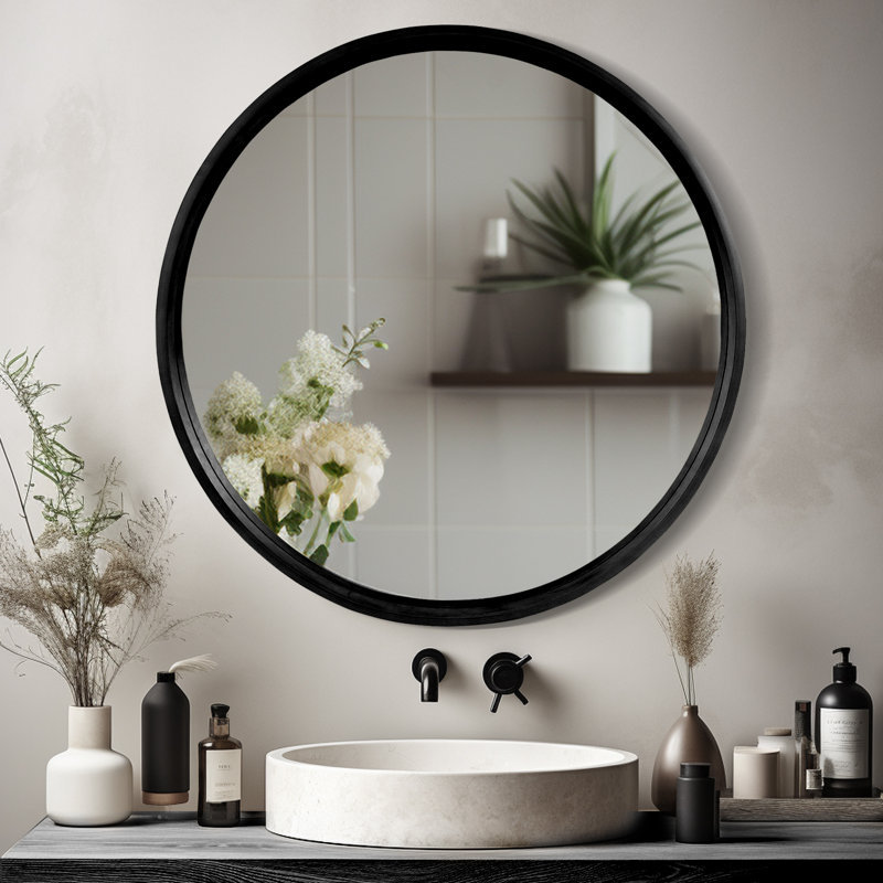 Karrina Round Mirror, Natural Wood, 32" x 32"