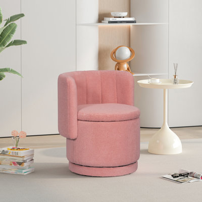 Chaise rose avec pivotement à 360 degrés et grand espace de rangement dissimulé pour l'esthétique de la chambre à coucher