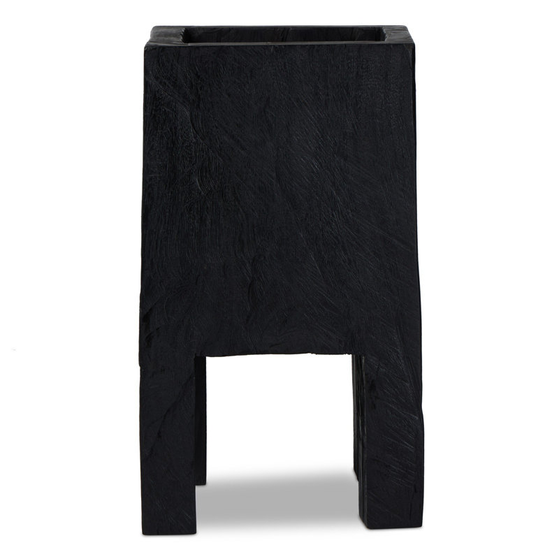 Jardinière Hoarce - Brûlé récupéré, H 33 po x l 18,75 po x P 19,25 po, Noir carbonisé