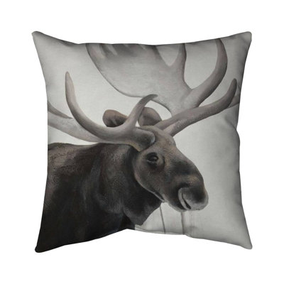 Rustic moose - 20"x20" Throw pillow cover - Poly twill - Print on demand