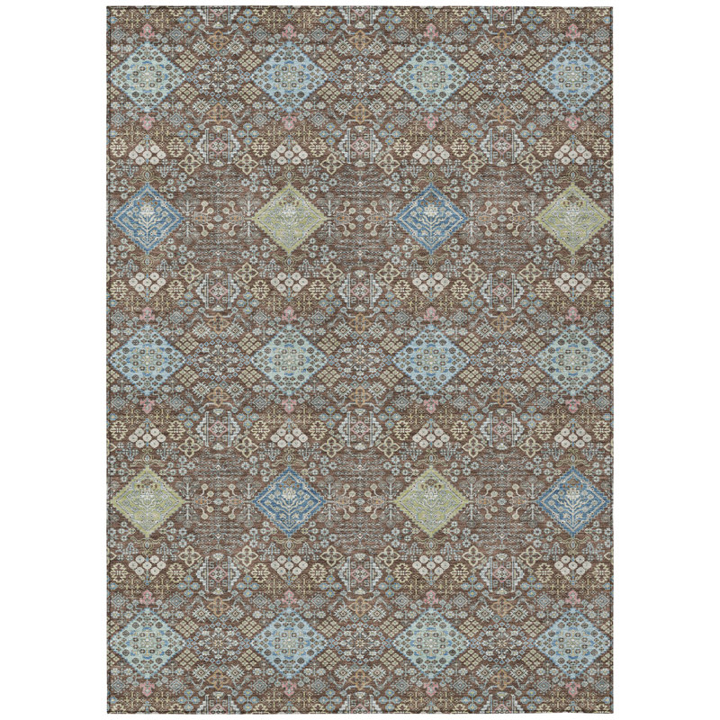 Machine Washable Indoor/Outdoor Chantille ACN2440 Traditional Rug, Chocolate, 9' x 12'
