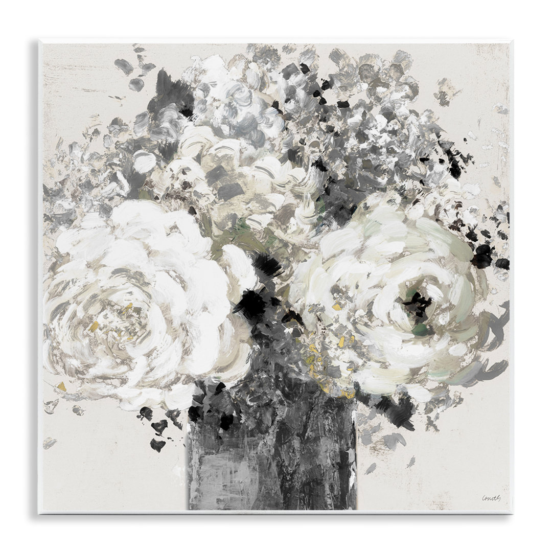 Bold Abstract Floral Arrangement Black Cream Expressive Flowers By Lanie Loreth Stupell Industries