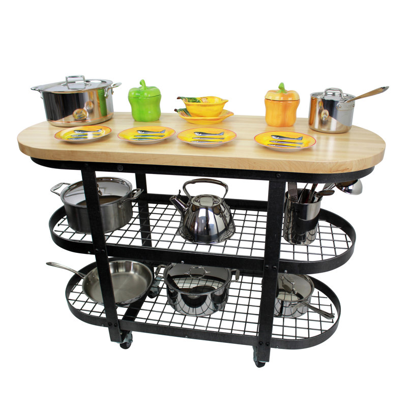Gourmet Kitchen Cart with Butcher Block Top