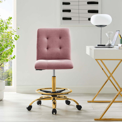 Chaise de dessinateur en velours Prim sans accoudoirs Performance par Modway