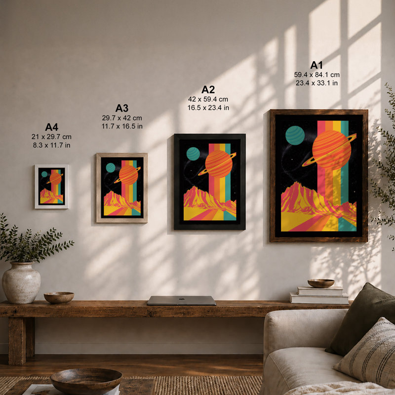 Cosmic Mountains Retro - Framed Print, A1 - 84.1 x 59.4 cm, Unframed