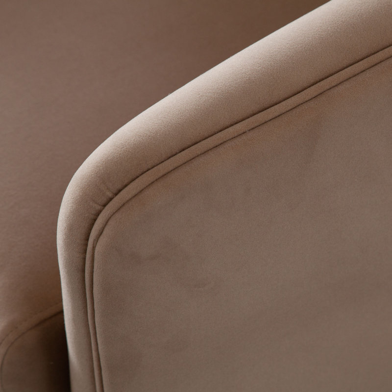 Camel Brown Velvet Upholstered Tri-Leg Accent Chair