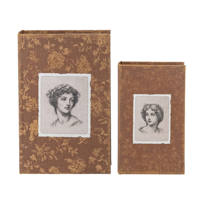Ensemble de 2 boîtes à livres décoratives rétro avec des motifs de dame élégantes