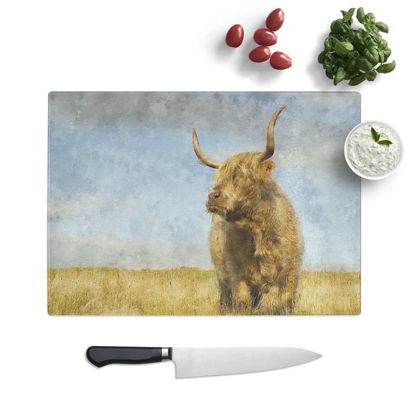 Highland Bull Cow Vol.1 Painting Chopping Board, 0.4cm H x 20cm W x 28.5cm L