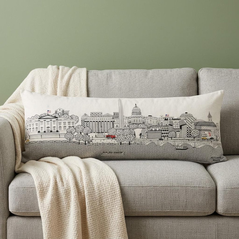 Coussin lombaire 35 po Washington DC, Crème