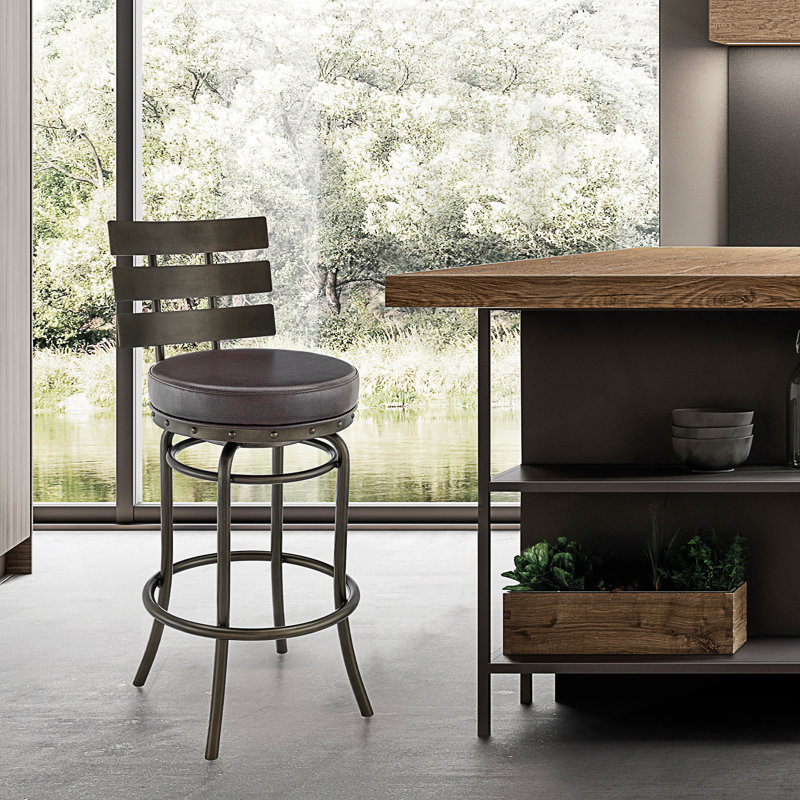 Tabouret de bar / de comptoir pivotant, Siège brun / cadre brun, Tabouret de comptoir (siège d'une hauteur de 26 p