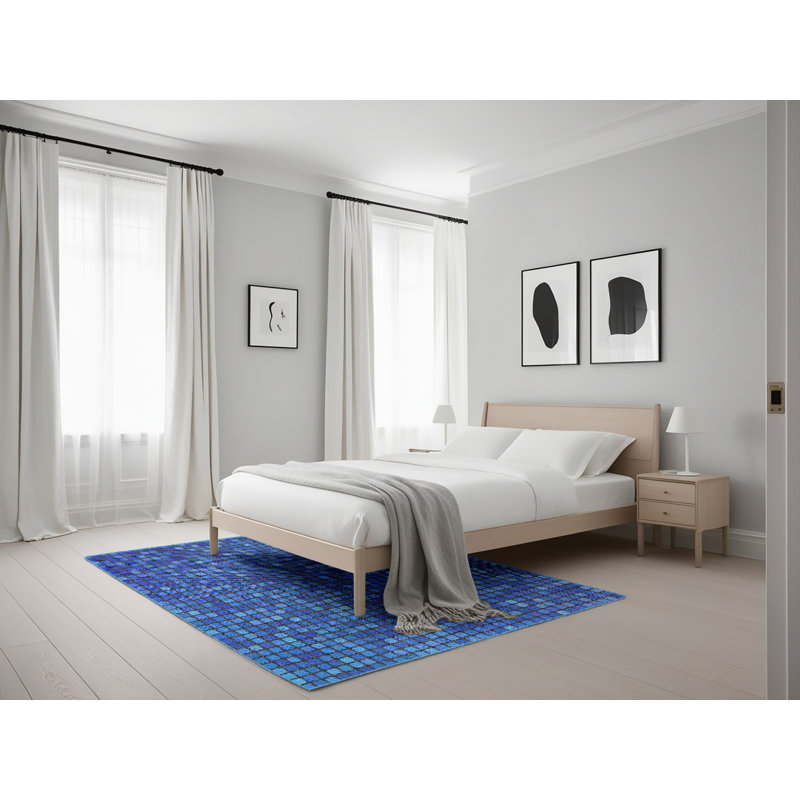 Tapis de zone bleue à motifs, Rectangle 5 pi x 7 pi