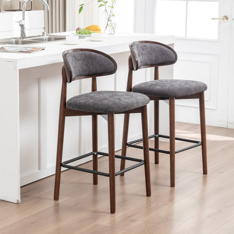 Tabouret de comptoir en bois massif, Gris foncé