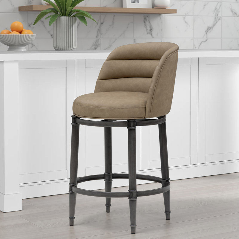 Tabouret de bar pivotant à hauteur de comptoir Cooksey, Tabouret de comptoir (siège d'une hauteur de 26 p, Brun