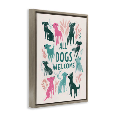 Cadre flottant All Dogs Welcome Pastels, design par Arlington Prints