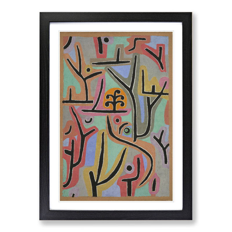 Park Scene by Paul Klee - Wall Art, 65cm H x 48cm W x 2cm D, Black Framed
