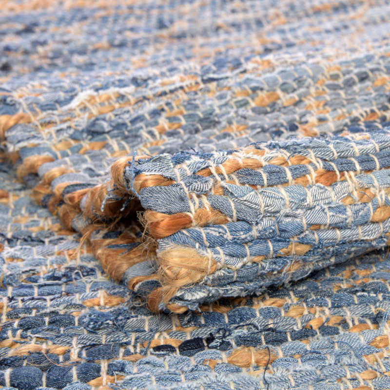Tapis Denim Blue_Unique Loom Sand Chindi, Tapis de couloir 2 pi 2 po x 8 pi