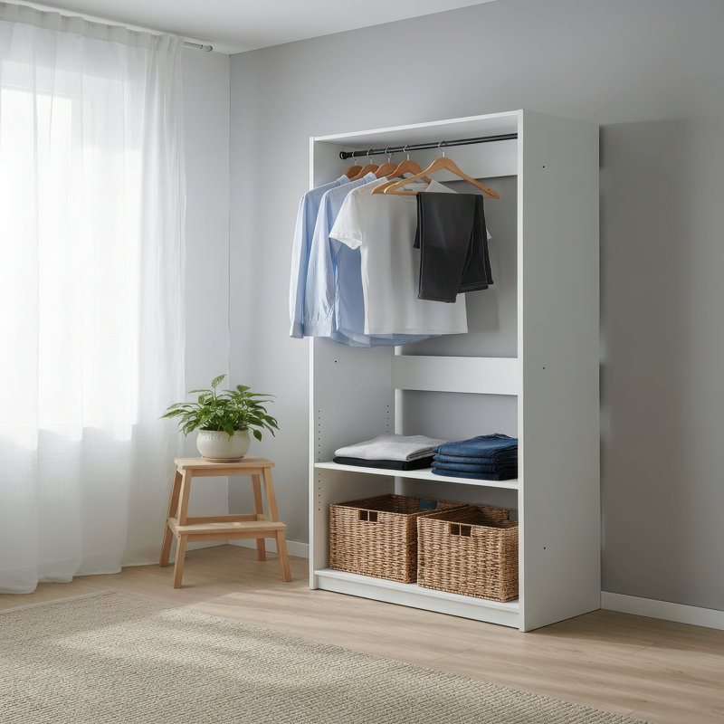 32" White Wood Walk-In Closet With One Rod