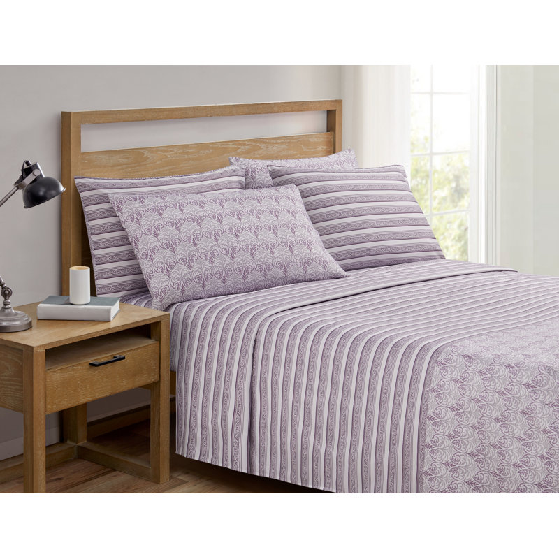 Ensemble de draps à rayures florales, Ensemble de draps pour taille de lit très grand a