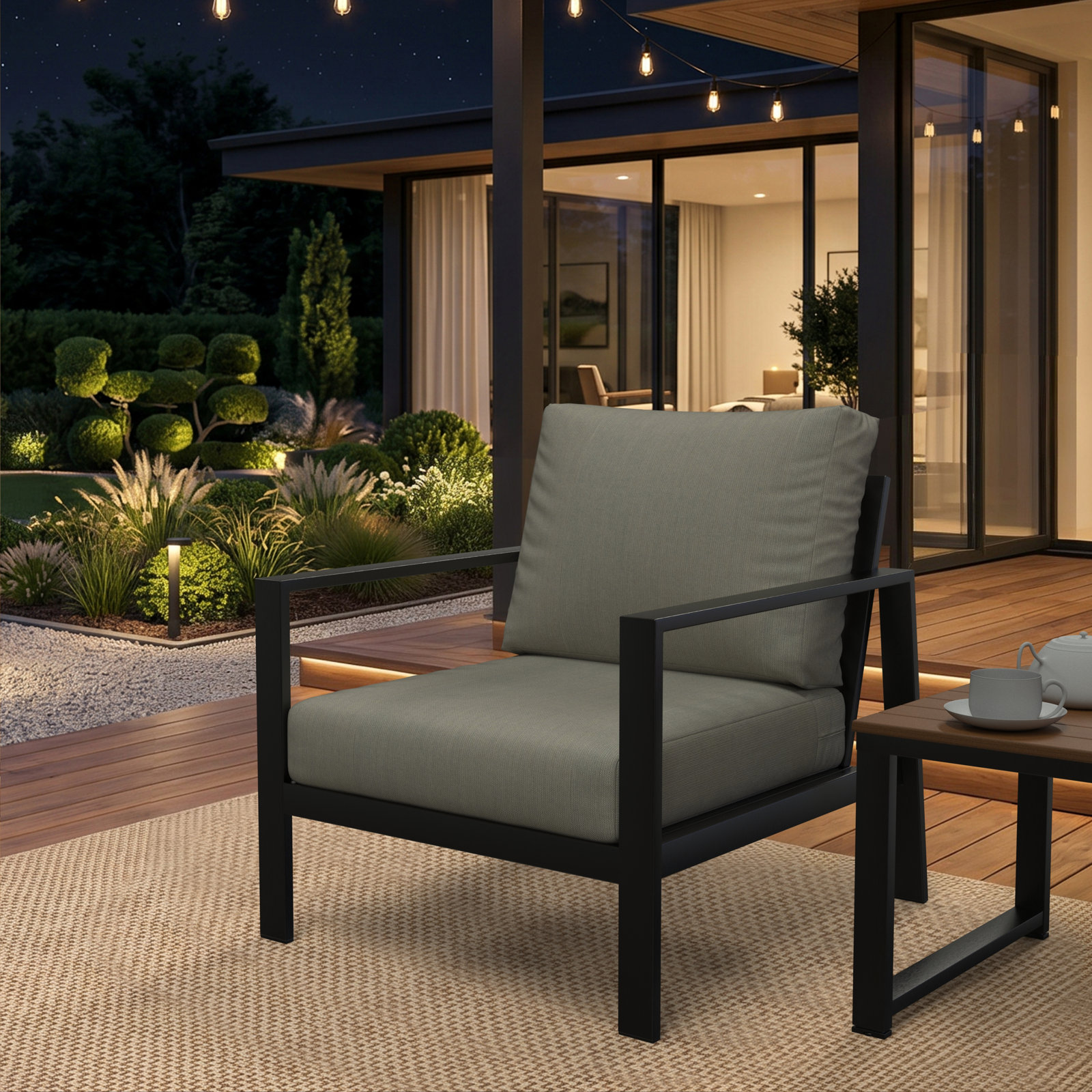 Amala Outdoor Sunbrella® Seat/Back Cushion, Sunbrella® Spectrum Dove, 25" W x 25.5" D